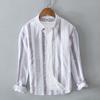 L930 Camisa de colores frescos japoneses para hombre, estilo Hong Kong, casual, manga larga, a rayas, abrigo, cabello de hombre
