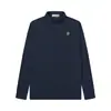 Camisa Polo Bordada com Logo Pequeno Clássico Primavera e Outono Pedra Pedra Cruzada Camiseta Casual de Negócios Solta de Manga Longa para Homens e Mulheres