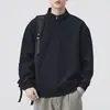 Moletom de lã de coelho pesado 380g, malha simples, com zíper meio aberto e gola alta, novo estilo de primavera, jaqueta casual americana solta e simples, moderna