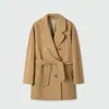 Personalizado~Marca M Lana Impregnada de Yodo 101801 Longitud Media 10% Cachemira 26% Lana Virgen Abrigo Cruzado para Mujer, Otoño/Invierno