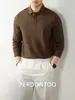 [Textura de Lujo Oculta] Camisa Polo de Felpa Cepillada de Seda de Morera para Hombre Otoño e Invierno Cálida Ropa de Trabajo de Negocios Top con Cuello
