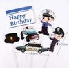 Decoraciones para Pastel de Cumpleaños de Coche de Policía Policía Tío Fiesta de Cumpleaños Mesa de Postres Accesorios Plug-In para Hornear