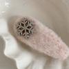 Presilha de pelúcia floco de neve com strass brilhante para prender cabelo quebrado outono e inverno cinza simples temperamento presilha de cabelo presilha para cabelo quebrado acessório de cabelo novo