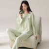 Pijama de Manga Larga y Cuello Redondo para Mujer para Primavera y Otoño a Cuadros y de Algodón Puro Agradable para la Piel con Estampado de Dibujos Animados Ropa para el Hogar Conjunto Dulce de Otoño e Invierno