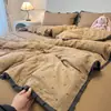 Ins Estilo Princesa Set de Cuatro Piezas de Algodón Estilo Coreano Estilo Princesa Reductor de Edad para Niña Sábana de Algodón Puro Funda Nórdica Estilo Francés Set de Tres Piezas 4