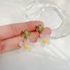Qingdao Jewelry Brincos Geométricos Florais Retro Coreanos com Agulha de Prata S925 Brincos Estilo Coreano com Folha de Acrílico Colorida para Mulheres