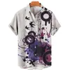 Interjin Meike Multi-aliexpress 2023 Verano Nueva Moda Masculina Holgada Camisa de Manga Corta con Estampado 3D de Guitarra