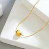 Colar minimalista pequeno de amor feminino com corrente de clavícula, novo colar de aço titânio de coração de pêssego simples de luxo para estudantes de verão