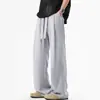 Pantalones de Lujo Gris Oscuro para Hombre Verano 2025 Nuevo Estilo Japonés Juventud Traje de Caída Pantalones Casuales de Pierna Ancha