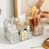 Caixa de armazenamento de cosméticos para mesa, caixa transparente de acrílico, caixa compartimentada para batom, porta-pincéis de maquiagem para dormitório, porta-canetas