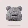 Chapéu de Lã de Urso Fofo para Mulheres no Outono e Inverno Estilo K Mostrando o Rosto Pequeno Chapéu Quente de Tricô Circunferência da Cabeça Grande Proteção para as Orelhas Chapéu de Pelúcia