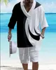 Traje Jacquard Impreso en 3D Transfronterizo para Hombre Verano Holgado Camiseta de Manga Corta Pantalones Cortos Cuello en V Traje Deportivo Traje de Dos Piezas para Hombre