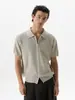 Camiseta de Alta Gama de Fábrica Transpirable con Aberturas y Cremallera Cuello Camisero Manga Corta Unisex Color Sólido Versátil Estilo Old Money Top de Moda