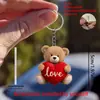 Accesorios Acrílicos con Forma de Corazón de Oso Lindo Transfronterizos Llavero Acrílico Colgante para Espejo Retrovisor de Coche Nuevo