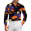 Camisas Masculinas Série Halloween Europeia e Americana 2025 Novas Camisas de Manga Longa Estampagem Digital 3D Camisas Coloridas para Homens