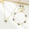 Conjunto de Colar de Trevo de Quatro Folhas em Aço Titânio Transfronteiriço 9mm Joias Coloridas de Aço Inoxidável com Sensação de Luxo Leve e Alta Qualidade, Popular na Europa e na América