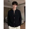 Cardigan Suéter Botão Estilo Old Money Casaco Masculino Outono Inverno Retrô Americano Gola Redonda Tricô Top com Sensação Preguiçosa Relaxada