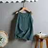 Nova camisola artística retrô estilo chinês para mulheres, adequada para usar em camadas, solta e versátil para o verão, pode ser usada como peça externa, feita de algodão e linho, top sem mangas