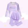 Traje de baño para niñas, de dos piezas con manga larga y pantalón largo, nuevo modelo 2026, protección solar para la playa, con copas en el pecho