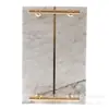 Bandeja decorativa elegante com tira de cobre incrustada, amostra de mármore natural, suporte para adereços, fundo para fotos, bandeja de exposição de cosméticos