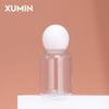 Xu Min en stock 50ml Hombro Redondo pet Botella de Rocío Puro Tapa Esférica Blanca Botellas Cosméticas Transparentes para Tónico