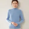 Suéter de Cachemira Grueso Suave de Cuello Medio Alto para Otoño e Invierno para Mujer, Color Sólido Holgado Simple Delgado Suéter Base de Punto