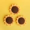En stock cabeza de girasol tejida a mano con 7 bucles y 12 pétalos flor de punto simulación de lana girasol al por mayor