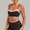 Sujetador deportivo cruzado de dos piezas falso transfronterizo para mujer, sensación de segunda piel, diseño de espalda cruzada, top deportivo ajustado para correr y yoga 2209