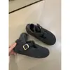 Sapatos Mary Jane com Elevação Interna Forrados de Lã 2025 Novos Sapatos Birkenstock Sapatos Peludos Cinza Sapatos de Algodão Quentes Femininos