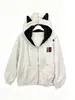 Sudadera con capucha de punto retro americano de lunares y orejas de gato para mujer, nueva chaqueta casual estilo universitario para primavera y otoño 2026, moderna