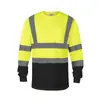 Camiseta de Manga Longa Refletiva Mais Vendida no Exterior Construção e Manuseio Camiseta Refletiva Redonda de Alto Brilho Respirável Proteção Solar Roupas Refletivas