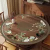 Nuevo mantel protector de mesa lavable impermeable y a prueba de aceite de vidrio suave de PVC estilo chino con mantel estampado hueco