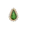 Plato Floral de Doble Capa con Forma de Gota de Agua Puntiaguda con Borde de Pedrería, Joyería Hecha a Mano para Bricolaje, Accesorios para el Cabello, Materiales y Accesorios para Ropa Cosidos a Mano