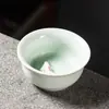 Taza de té de cerámica Kung Fu, taza de té creativa, taza pequeña individual, taza de degustación de té celadón, taza de pez para uso doméstico, cuenco de té, taza de maestro