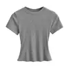Camiseta Básica Ajustada Estilo Americano Ins Chica Picante para Mujer, Camiseta Ajustada Elástica de Verano, Manga Corta Cuello Redondo, Top de Color Sólido Adelgazante, Moderno