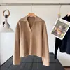Otoño Nuevo Suéter de Punto con Cuello Polo para Mujer Camiseta de Mujer Suéter de Lana 13962