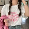 Camiseta Branca com Estampa de Letras Estilo Retrô Americano Manga Curta Feminina Verão 2026 Novo Estilo Meia-Manga Solta Casual