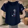 Comercio exterior transfronterizo~Artículos de marca con exceso de stock a los que se les han quitado las etiquetas, devueltos de grandes almacenes, tops irregulares versátiles casuales de manga corta para comercio exterior, camisetas para mujer