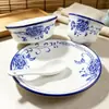 Juego de Vajilla Desinfectable Azul Rosa de Porcelana Mejorada con Magnesio para Mesa de Hotel y Restaurante, Se Puede Imprimir con Logo