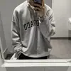Moletom com Meio Zíper Masculino Jovem Estilo Americano Marca de Moda Primavera e Outono Vintage Top de Casal Solto Bordado com Letras Jaqueta Versátil