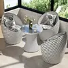 Mesa y Sillas de Té para Patio Exterior Balcón Conjunto para Zona de Descanso Ocio Silla de Mimbre Juego de Tres Piezas Celebridad de Internet Una Mesa Dos Sillas
