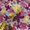 Tela de malla bordada con lentejuelas y cuentas florales multicolor, tela para vestido de alta resistencia, material para accesorios bordado a mano