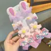 Pasador de lazo Pasador de tela con flor bordada Pasador para flequillo de niñas Pasador de orejas de conejo de dibujos animados