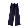 Pantalones Deportivos de Estilo Americano con Bloques de Color y Doble Cintura para Mujer, Novedad Otoño 2026, Pierna Recta, Adelgazantes, Cintura Alta, Casual, Pierna Ancha