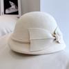 Estilo japonês Big Bow Boina Mulheres Outono e Inverno Lã Australiana Lã Chapéu de Feltro Elegante Pintura Chapéu All-match Moda Chapéu