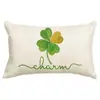 Calle irlandesa transfronteriza. Funda de almohada de lino con estampado de trébol del Día de San Patricio funda de almohada de césped de la suerte para sofá