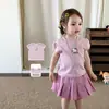 Ropa Infantil Yinco Conjunto de Verano para Niñas Falda Estilo Delgado 2026 Casual Dibujos Animados Ropa Infantil Clase a Camiseta y Falda para Bebé