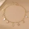 Nz3546 Joyería Transfronteriza Europea y Americana Collar con Colgante de Luna Creciente Retro Cadena Metálica Cadena para Clavícula Collar para Mujer Joyería