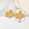 Brincos Franceses Personalizados de Aço Inoxidável, Brincos Florais Exagerados de Alta Qualidade, Brincos Dourados Versáteis Estilo Ins para Mulheres, Atacado
