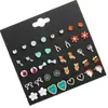 Amazon Lindo Conjunto de Pendientes de Animales de Aleación de Nicho Pendientes de Corazón Oso Conejo Exquisitos Pendientes Pequeños para Mujer